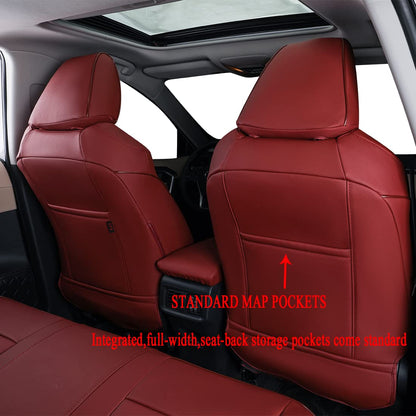EKR vehicle mat — Custom leather seat cover in burgundy for RAV4 2019-2024