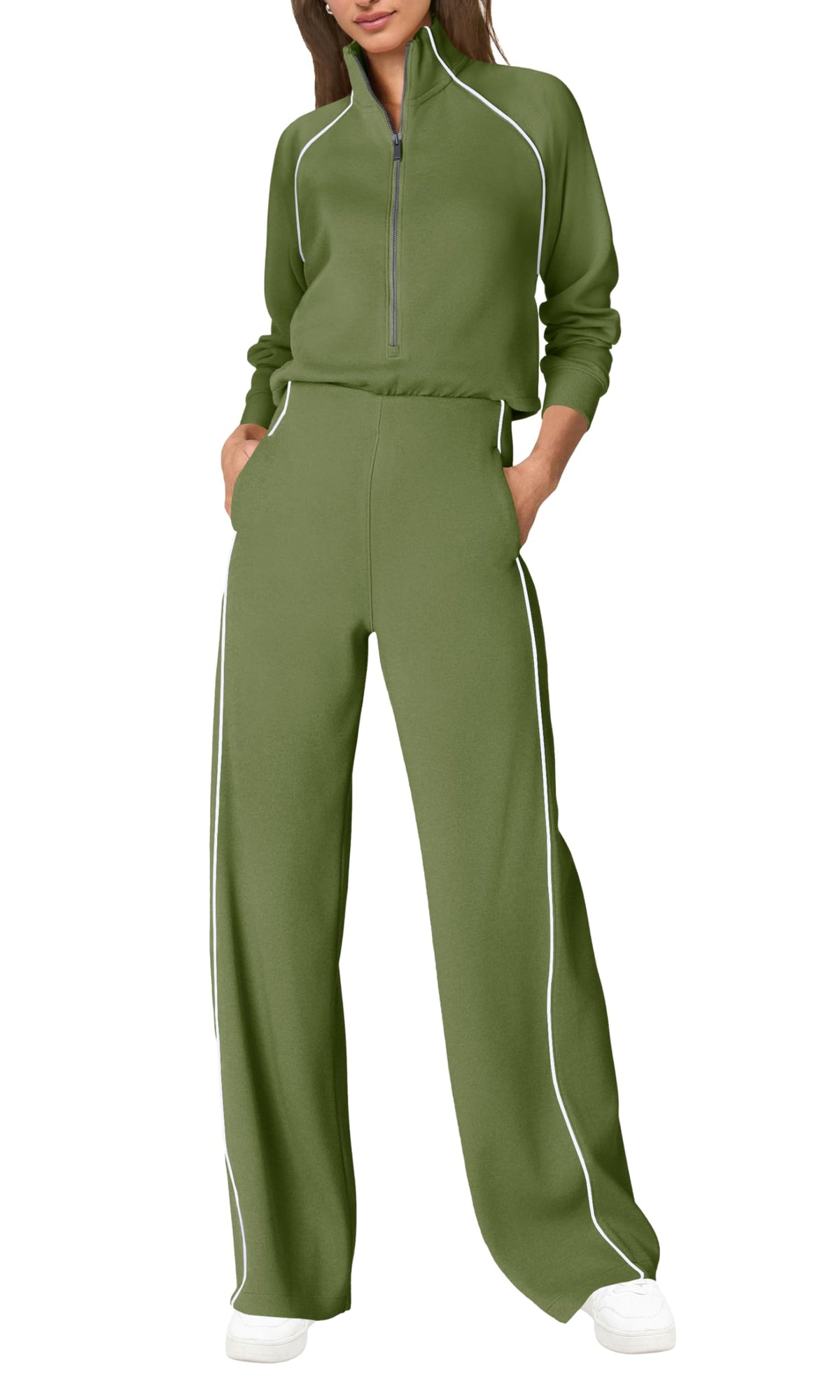 One piece outfit — Casual long sleeve jumpsuit with pockets and wide leg design by Senserise