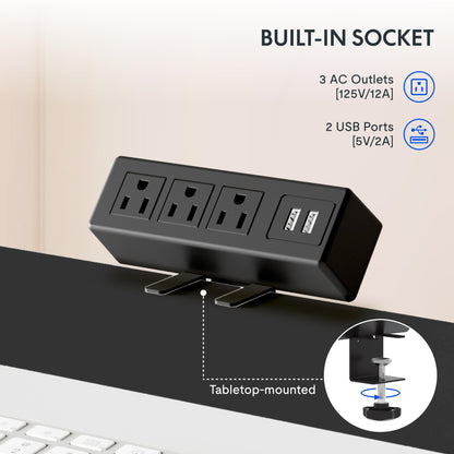 FLEXISPOT EN2 standing desk with clamp power strip and cable management