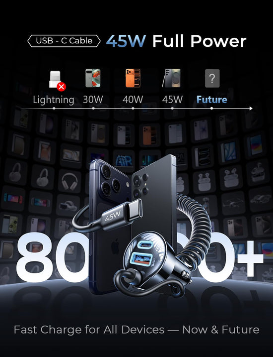 LISEN 90W for iPhone 17 16 15 Pro Max Car Charger USB C Fast Charge,Super Fast for iPhone 17 16 Car Charger USB C Adapter for iPhone 17e 16 15 Pro Max Plus Air,Samsung Galaxy S26 Ultra, Android