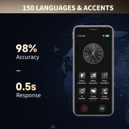 Language Translator Device No WiFi Needed, Instant Pocket AI Translator, traductor de Ingles español, Support 150 Languages Real-TimeVoice Translation, Traductor for Business Travel Study