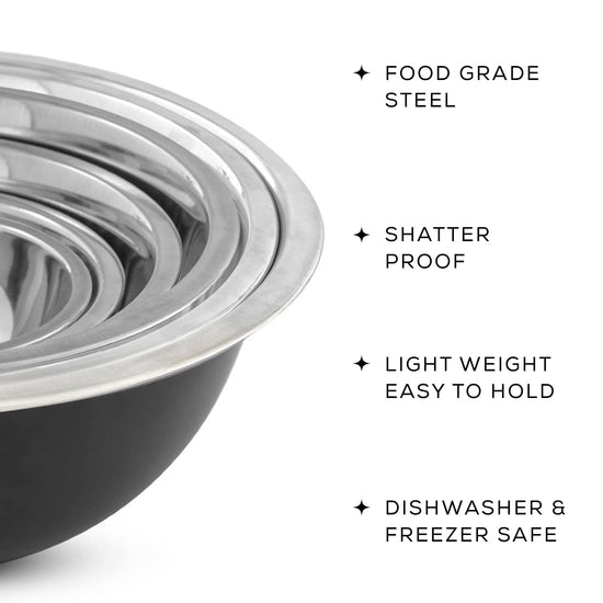 JoyJolt stainless steel mixing bowls - durable and stylish designJoyJolt mixing bowls - durable stainless steel construction