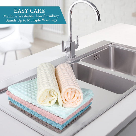 TOWEL — 100% cotton, waffle weave, absorbent, mixed colors, 13x13 inches set.