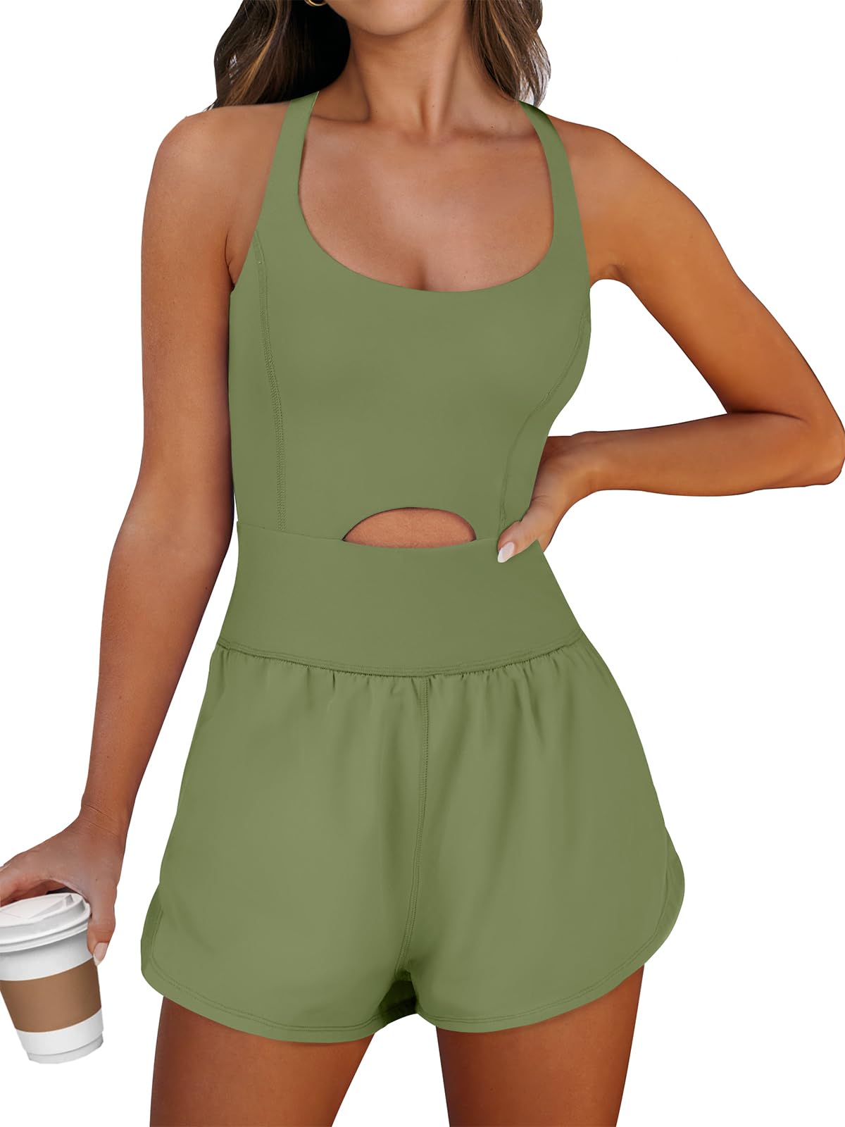 One-piece outfit — Caracilia women's workout athletic romper for summer gym wear