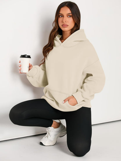 EFAN women's oversized fleece sweatshirt - cozy pullover with pockets for fall and winter