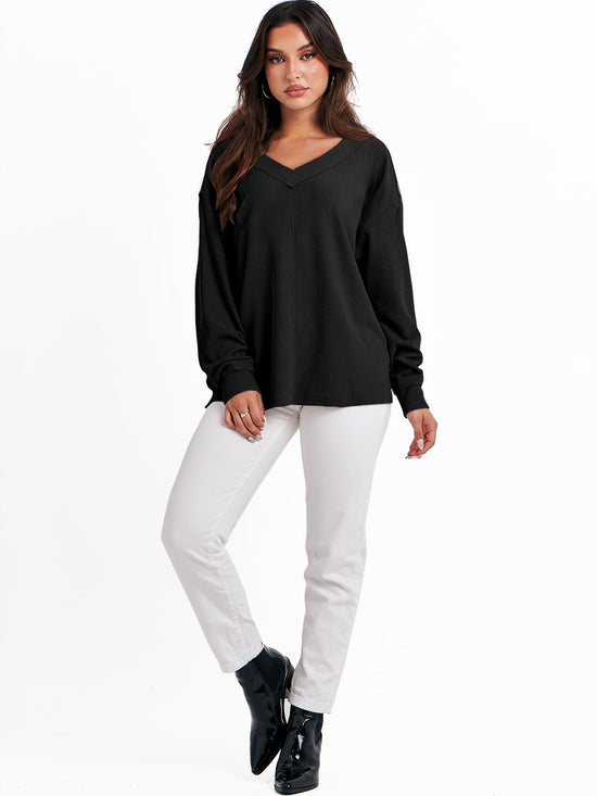 ANRABESS shirt — Oversized off the shoulder long sleeve tunic top
