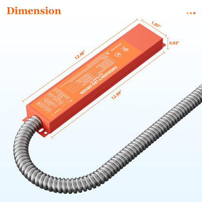 AC100V-347V Emergency LED Driver, Output 170VDC 8W Over 90mins Emergency Time, Retrofit Dimmable LED Light Fixture into Emergency System (UL Certified)
