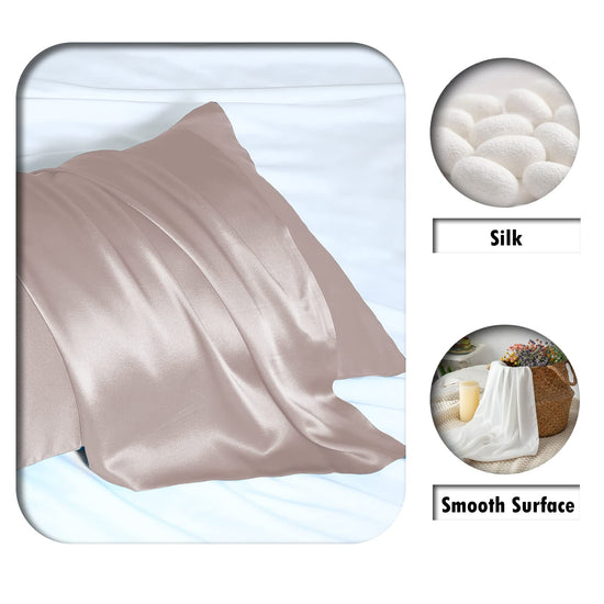 Mulberry Silk Pillowcase for Hair and Skin Silk Pillow Cases with Hidden Zipper Soft Breathable Smooth Cooling Silk Satin Pillow Cases for Sleeping