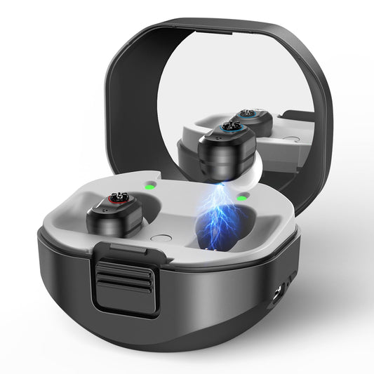 RlsitKee Hearing Aids, Hearing Aids for Seniors, Hearing Amplifiers with Mirror, Hearing Aid with Volume Adjustable and Noise Reduction for Hearing Loss, Rechargeable Hearing Aid with Charging Case