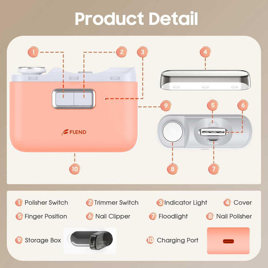 Electric nail clipper — 2 in-1 automatic trimmer and polisher with light