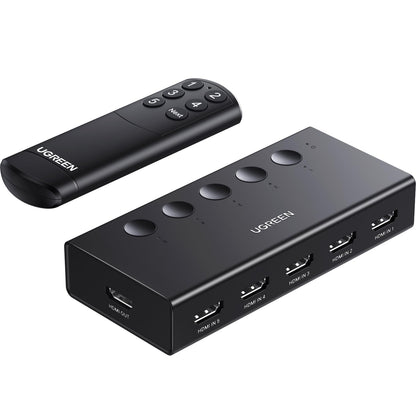 UGREEN AV signal switch with remote, 5 ports and 4K@60Hz support