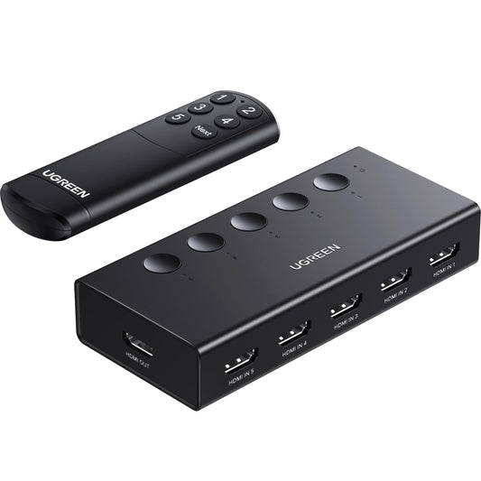 UGREEN AV signal switch with remote, 5 ports and 4K@60Hz support
