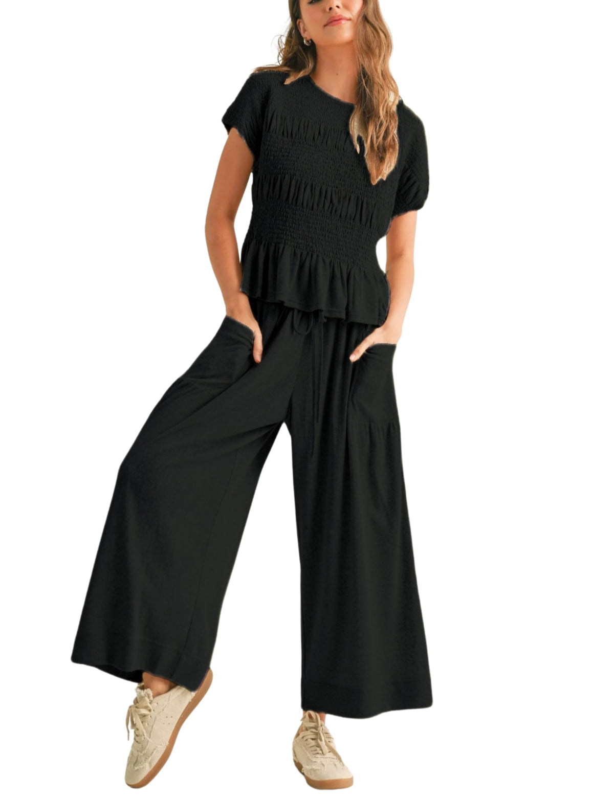 Antnation coordinated outfit with smocked top and wide-leg pants set