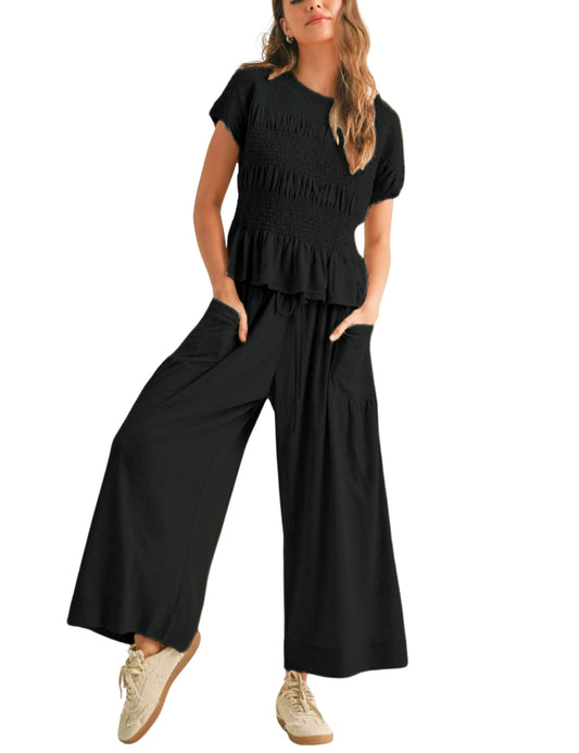 Antnation coordinated outfit with smocked top and wide-leg pants set