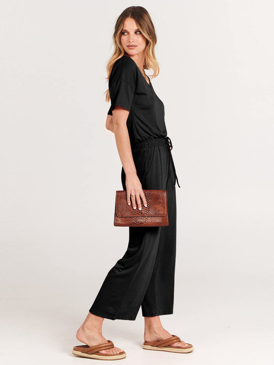 One piece outfit — Summer casual wide leg jumpsuit with pockets by ANRABESS