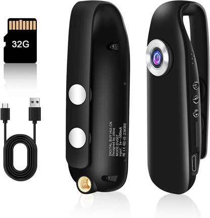 UYIKOO Body Camera 1080P with Magnetic Clip, 32GB Tiny Pocket Cam
