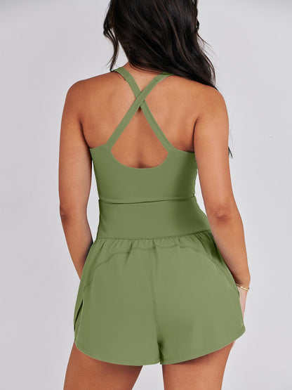 One-piece outfit — Caracilia women's workout athletic romper for summer gym wear