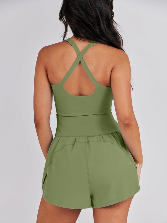 One-piece outfit — Caracilia women's workout athletic romper for summer gym wear