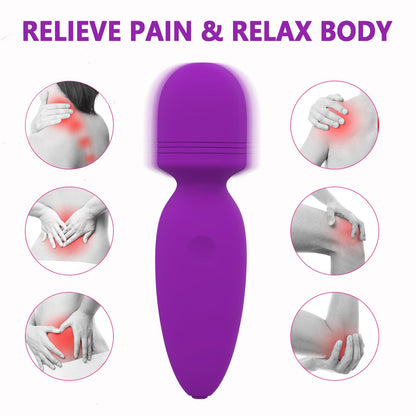 Portable mini Back Bullet Massager Waterproof Rechargeable Body Small Massager Fatigue Relieving Muscle Massager (Purple)