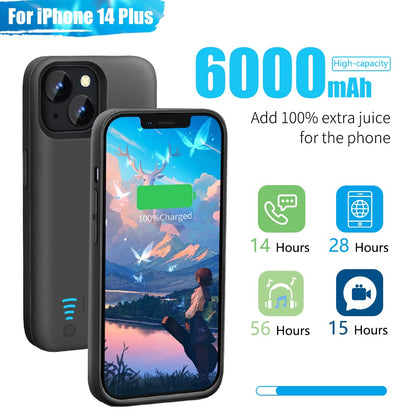 Sitong battery case — 6000mAh rechargeable extended battery for iPhone 14 Plus