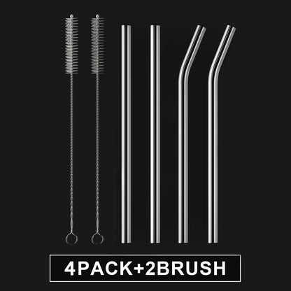 HeykirHome drinking straw — 4-pack reusable glass with cleaning brushes and mixed styles