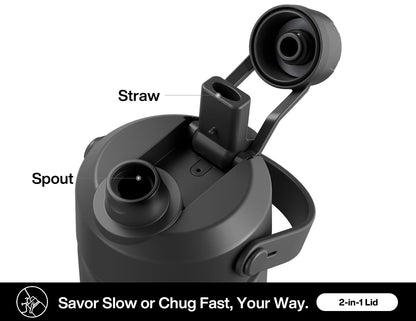 POWCAN thermos with 2-in-1 straw and spout lid