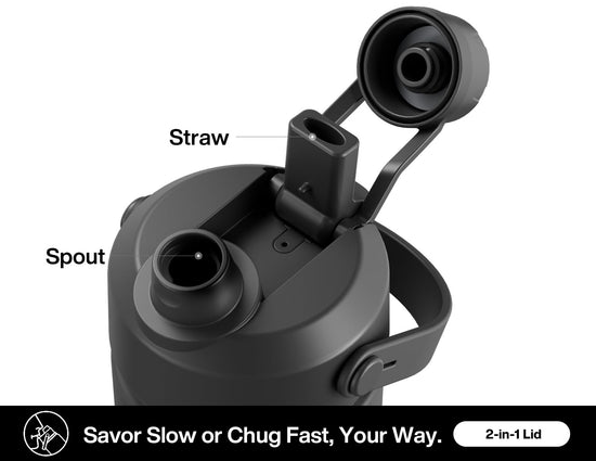 POWCAN thermos with 2-in-1 straw and spout lid