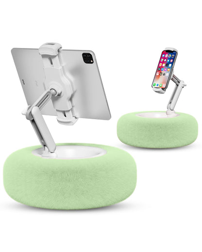 Viozon tablet stand pillow — 360° adjustable design with soft plush fabric and bowl.