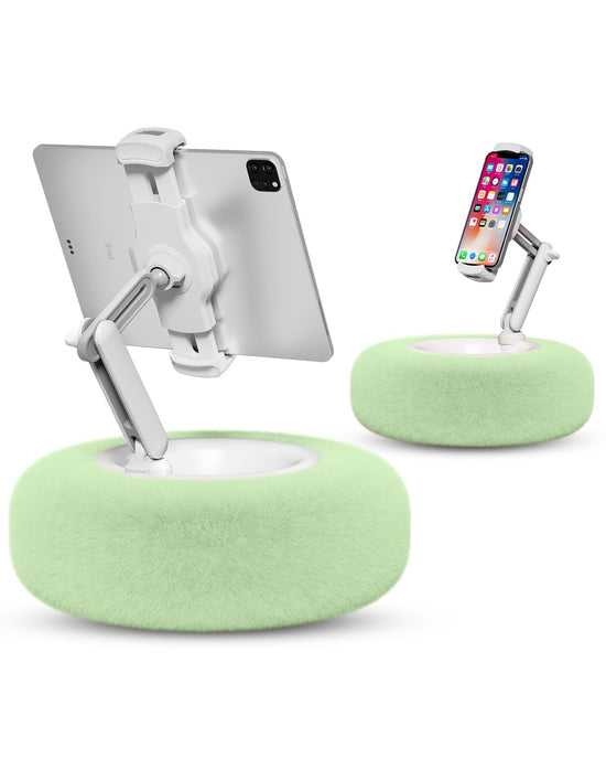 Viozon tablet stand pillow — 360° adjustable design with soft plush fabric and bowl.