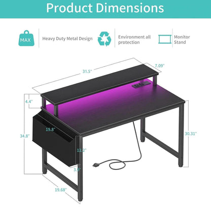 Lufeiya desk with LED lights and power outlets