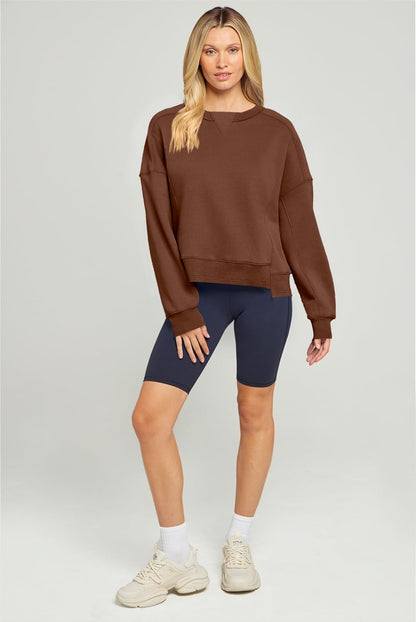 MEROKEETY women's oversized cropped sweatshirt - trendy crewneck pullover for fall outfits
