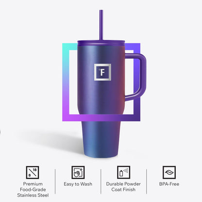 Drinking cup — Insulated mug with straw and flip cap lids for travel