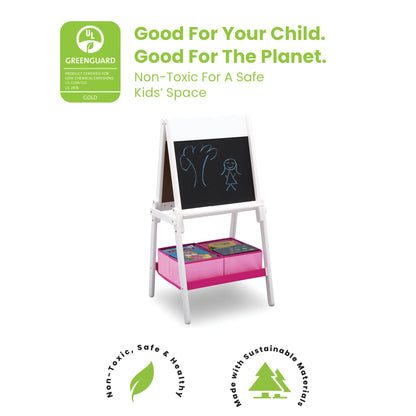 Delta Children art easel — double-sided storage in dark chocolate