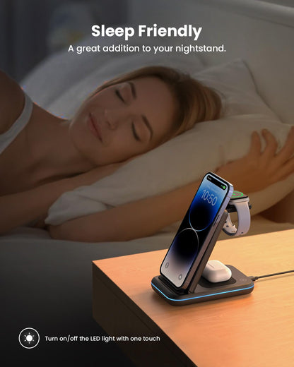 Charging adapter — GEEKERA 3 in 1 wireless charger for iPhone, Apple Watch, AirPods Pro