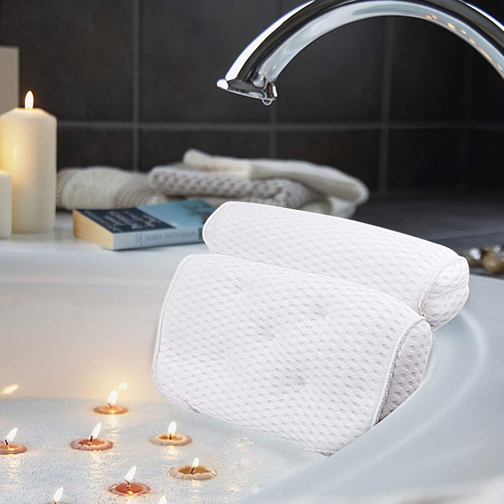 AmazeFan bath pillow — 4D air mesh technology with 7 suction cups for support
