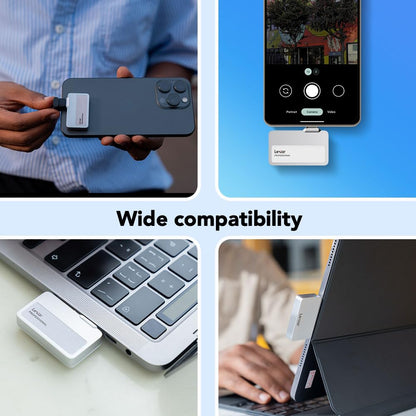 Lexar Professional Go portable SSD - Supports Apple 4K 60fps ProRes, up to 1050MB/s speed.
