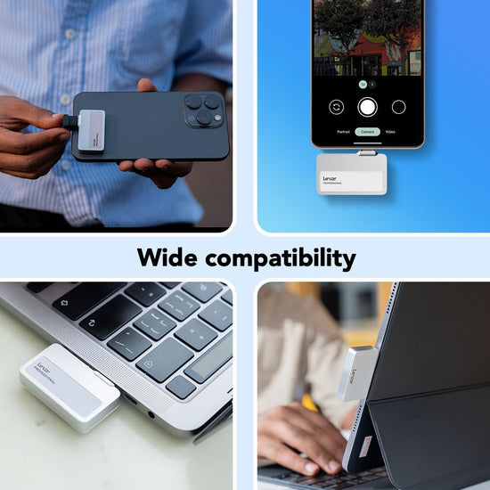 Lexar Professional Go portable SSD - Supports Apple 4K 60fps ProRes, up to 1050MB/s speed.
