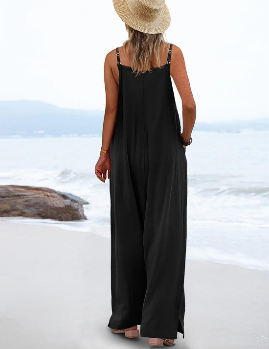 ONE_PIECE_OUTFIT — Summer floral print wide leg jumpsuit with pockets by YESNO