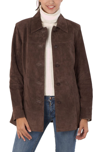BGSD Women Anna suede leather coat - Plus size and petite available
