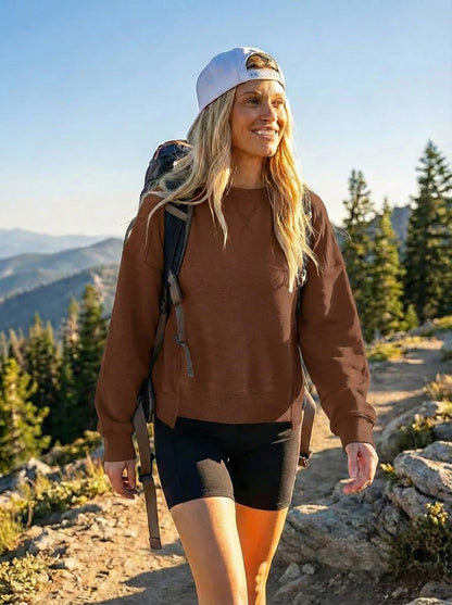 MEROKEETY women's oversized cropped sweatshirt - trendy crewneck pullover for fall outfits