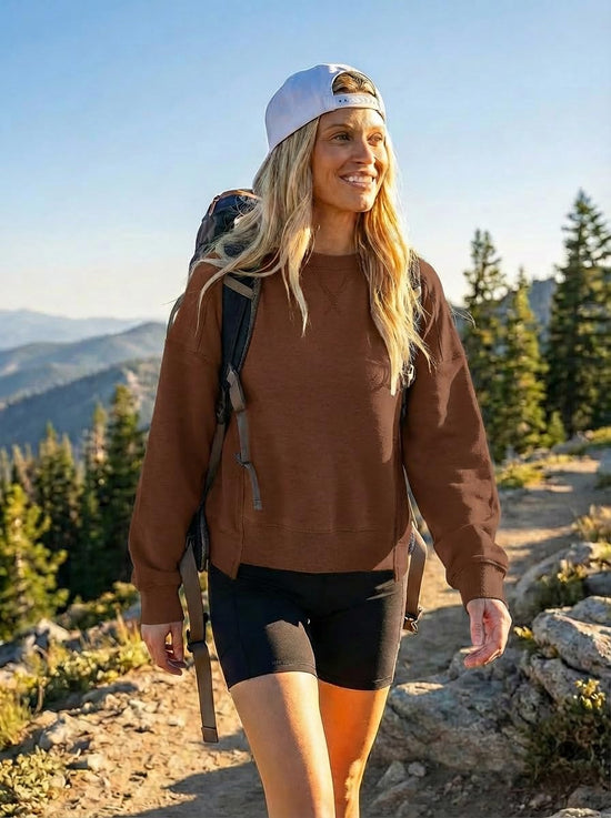 MEROKEETY women's oversized cropped sweatshirt - trendy crewneck pullover for fall outfits
