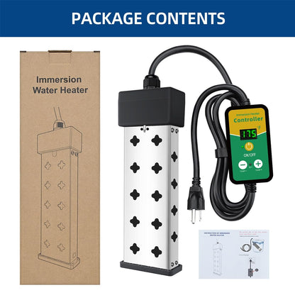 Immersion Water Heater with Controller, 1800W Portable Bucket Heater