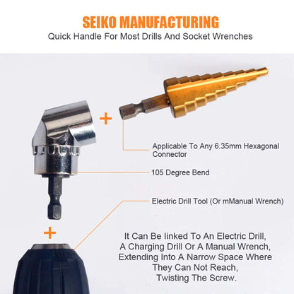 Fastener drive bit — Right angle drill attachment for short screwdriver bits