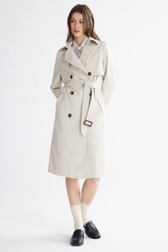 Orolay women's trench coat with belt in 3/4 length design