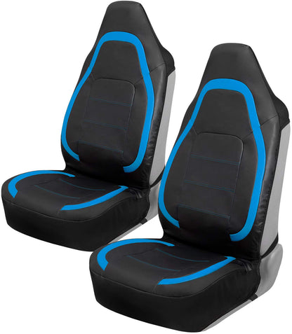 Motor Trend vehicle seat cover — blue faux leather for front seats with headrests