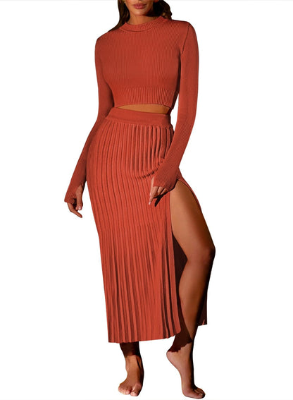 Pink Queen coordinated outfit — Long sleeve crop top and midi skirt set