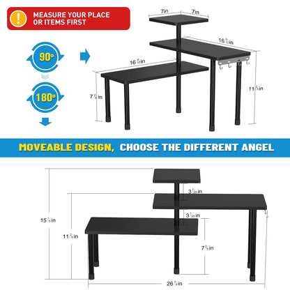 JayRex countertop corner shelf - 3 tier bathroom and kitchen organizer.