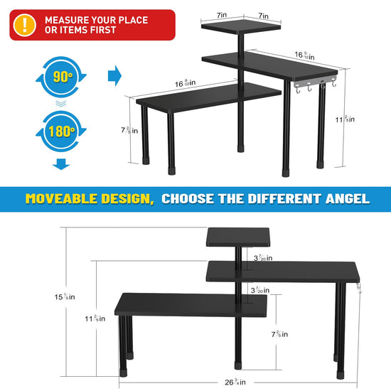 JayRex countertop corner shelf - 3 tier bathroom and kitchen organizer.
