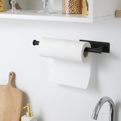 Paper towel holder — Adhesive and screw installation options, stainless steel design by theaoo