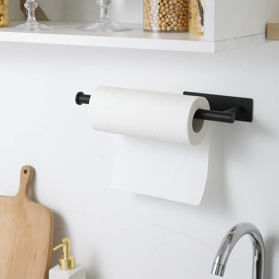Paper towel holder — Adhesive and screw installation options, stainless steel design by theaoo